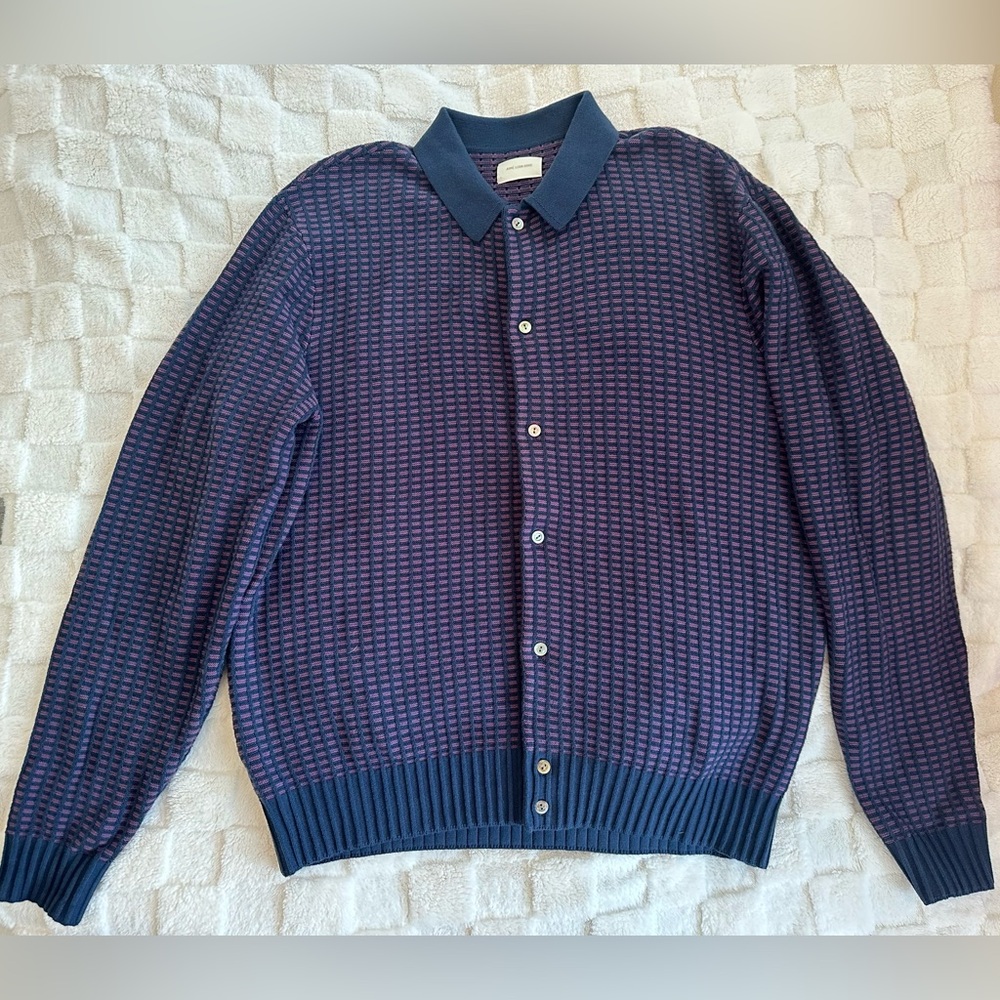 Aime Leon Dore Navy and Purple Cardigan